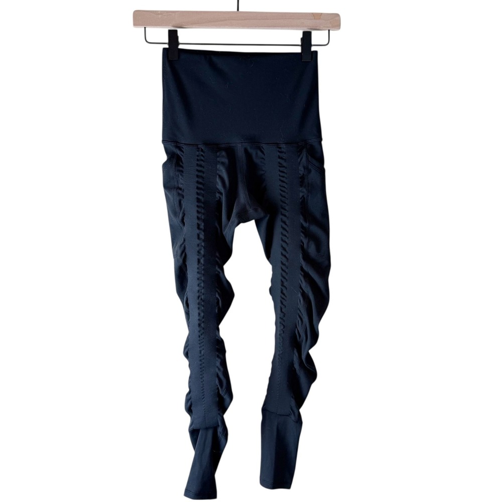 Sweetflexx Womens Black Resistance Band High Waisted‎ Leggings Size 2 Pockets